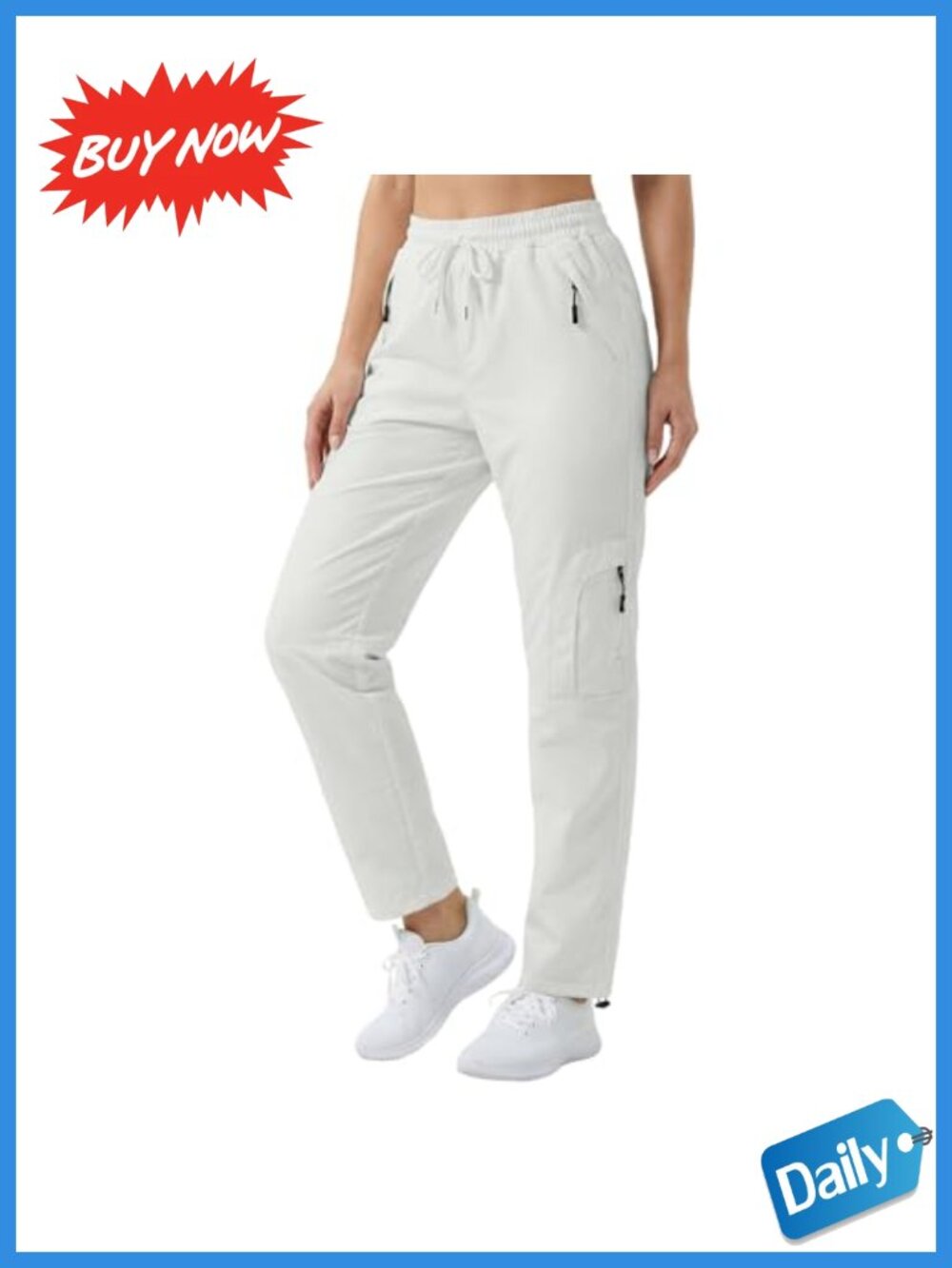 Womens Lightweight Hiking Cargo Pants Quick Dry UPF 50 Zipper Pockets